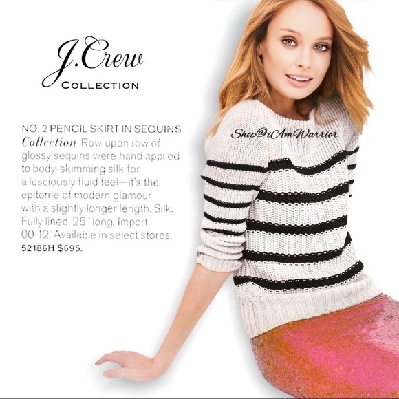 J.Crew Collection silk flamingo pink sequin no.2 pencil skirt @shop@iamwarrior - Picture 1 of 15